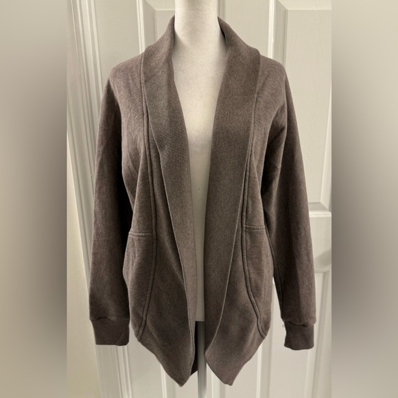 Banana Republic French Terry Cardigan Brown Long Sleeve Medium Shawl Collar - Picture 1 of 8